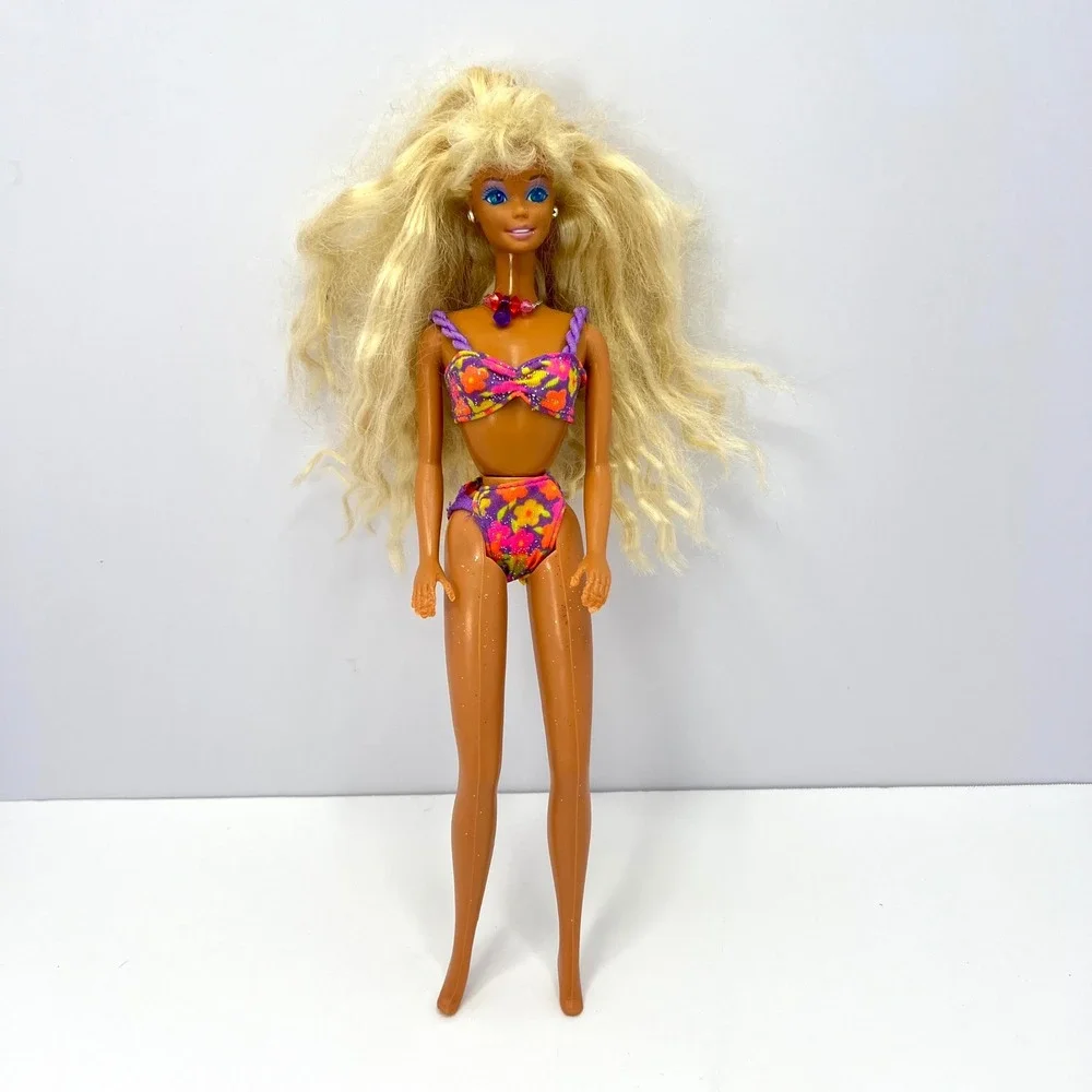 Mattel‎ Vintage Glitter Beach Barbie 1992 with Jewelry and Bikini Swimsuit 3602